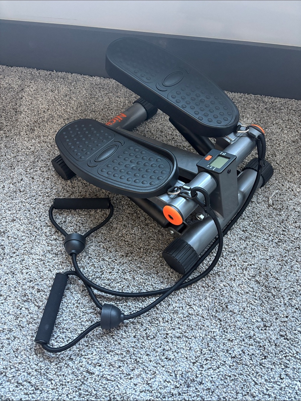 Mini Stepper with Resistance Bands - Black & Silver